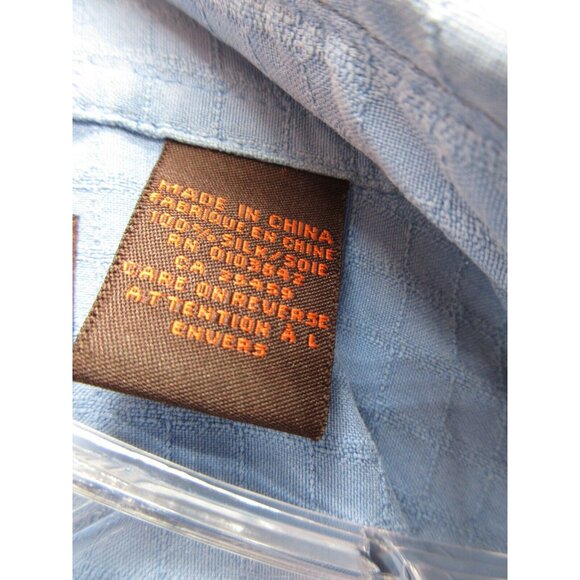 Toscano Shirt XL Silk Button Up Check Camp Pocket Breathable Collared - Picture 9 of 10